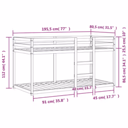 vidaXL Bunk Bed Kids Children Twin Sleeper Wax Brown 75x190 cm Solid Wood Pine - Additional view 8