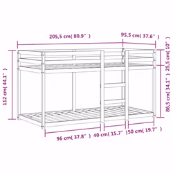vidaXL Bunk Bed Bedroom Kids Bed Frame Children Twin Sleeper Solid Wood Pine - 90 x 200 cm - Additional view 8