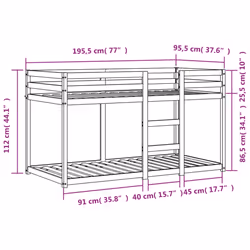 vidaXL Bunk Bed Bedroom Kids Bed Frame Children Twin Sleeper Solid Wood Pine - 90 x 190 cm - Additional view 8