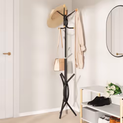 vidaXL Coat Stand Coat Rack Clothes Stand Coat Hanger Black Powder-coated Iron