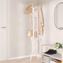 vidaXL Coat Stand Coat Rack Clothes Stand Coat Hanger White Powder-coated Iron