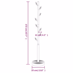 vidaXL Coat Stand Coat Rack Clothes Stand Coat Hanger White Powder-coated Iron - Additional view 7