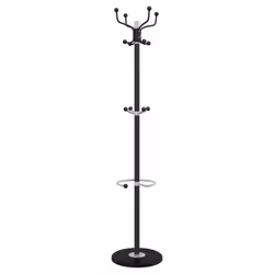 vidaXL Coat Stand with Umbrella Holder Hall Coat Rack Black Powder-coated Iron