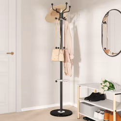 vidaXL Coat Stand with Umbrella Holder Hall Coat Rack Black Powder-coated Iron