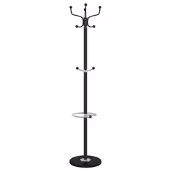 vidaXL Coat Stand with Umbrella Holder Hall Coat Rack Black Powder-coated Iron - Additional view 4