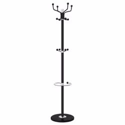 vidaXL Coat Stand with Umbrella Holder Hall Coat Rack Black Powder-coated Iron - Additional view 5