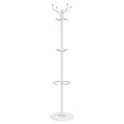 vidaXL Coat Stand with Umbrella Holder Coat Rack White Powder-coated Iron