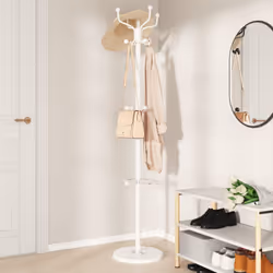 vidaXL Coat Stand with Umbrella Holder Coat Rack White Powder-coated Iron
