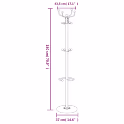 vidaXL Coat Stand with Umbrella Holder Coat Rack White Powder-coated Iron - Additional view 7