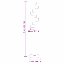 vidaXL Coat Stand Coat Rack Clothes Stand Coat Hanger Black Powder-coated Iron - Additional view 7