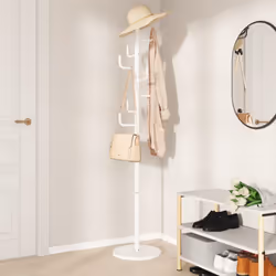 vidaXL Coat Stand Coat Rack Clothes Stand Coat Hanger White Powder-coated Iron