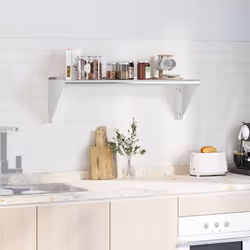 vidaXL Wall Shelf Floating Shelf Wall Storage Shelf Silver Stainless Steel - 100 x 30 x 31 cm - Additional view 2
