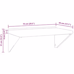 vidaXL Wall Shelf Floating Shelf Wall Storage Shelf Silver Stainless Steel - 75 x 45 x 31 cm