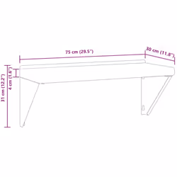 vidaXL Wall Shelf Floating Shelf Wall Storage Shelf Silver Stainless Steel - Additional view 9