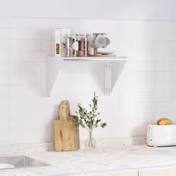 vidaXL Wall Shelf Floating Shelf Wall Storage Shelf Silver Stainless Steel - 50 x 30 x 31 cm