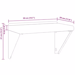 vidaXL Wall Shelf Floating Shelf Wall Storage Shelf Silver Stainless Steel - 50 x 30 x 31 cm - Additional view 9