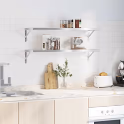 vidaXL Wall Shelves Floating Shelf Wall Storage Shelf 2 pcs Stainless Steel - silver, 100 x 30 x 3 cm
