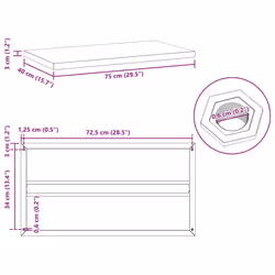 vidaXL Wall Shelves Floating Shelf Wall Storage Shelf 2 pcs Stainless Steel - silver, 75 x 40 x 3 cm