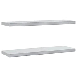 vidaXL Wall Shelves Floating Shelf Wall Storage Shelf 2 pcs Stainless Steel - silver, 75 x 23.5 x 3 cm