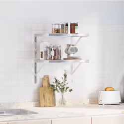 vidaXL Wall Shelves Floating Shelf Wall Storage Shelf 2 pcs Stainless Steel - silver, 50 x 40 x 3 cm
