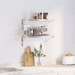 vidaXL Wall Shelves Floating Shelf Wall Storage Shelf 2 pcs Stainless Steel - silver, 50 x 30 x 3 cm