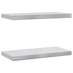 vidaXL Wall Shelves Floating Shelf Storage Shelf 2 pcs Silver Stainless Steel
