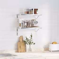 vidaXL Wall Shelves Floating Shelf Storage Shelf 2 pcs Silver Stainless Steel