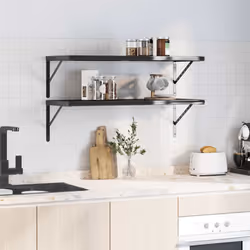 vidaXL Wall Shelves Floating Shelf Wall Storage Shelf 2 pcs Stainless Steel - black, 100 x 40 x 3 cm