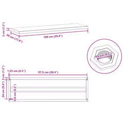 vidaXL Wall Shelves Floating Shelf Wall Storage Shelf 2 pcs Stainless Steel - black, 100 x 30 x 3 cm