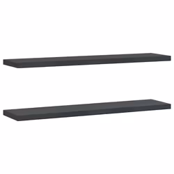 vidaXL Wall Shelves Floating Shelf Wall Storage Shelf 2 pcs Stainless Steel - black, 100 x 23.5 x 3 cm