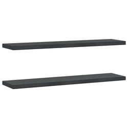 vidaXL Wall Shelves Floating Shelf Wall Storage Shelf 2 pcs Stainless Steel - black, 100 x 23.5 x 3 cm