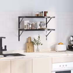 vidaXL Wall Shelves Floating Shelf Wall Storage Shelf 2 pcs Stainless Steel - black, 75 x 40 x 3 cm