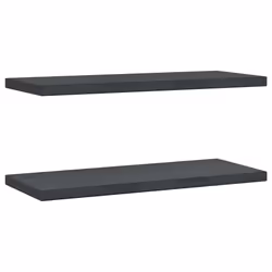 vidaXL Wall Shelves Floating Shelf Wall Storage Shelf 2 pcs Stainless Steel - black, 75 x 30 x 3 cm