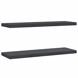 vidaXL Wall Shelves Floating Shelf Wall Storage Shelf 2 pcs Stainless Steel - black, 75 x 23.5 x 3 cm