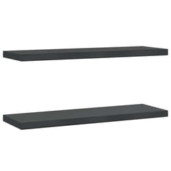 vidaXL Wall Shelves Floating Shelf Wall Storage Shelf 2 pcs Stainless Steel - black, 75 x 23.5 x 3 cm