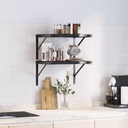 vidaXL Wall Shelves Floating Shelf Wall Storage Shelf 2 pcs Stainless Steel - black, 50 x 40 x 3 cm