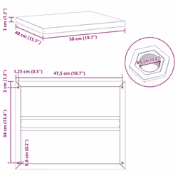 vidaXL Wall Shelves Floating Shelf Wall Storage Shelf 2 pcs Stainless Steel - black, 50 x 40 x 3 cm