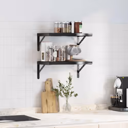 vidaXL Wall Shelves Floating Shelf Wall Storage Shelf 2 pcs Stainless Steel - black, 50 x 30 x 3 cm