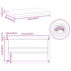 vidaXL Wall Shelves Floating Shelf Wall Storage Shelf 2 pcs Stainless Steel - black, 50 x 30 x 3 cm