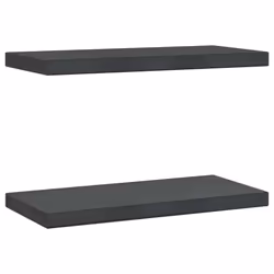 vidaXL Wall Shelves Floating Shelf Wall Storage Shelf 2 pcs Stainless Steel - black, 50 x 23.5 x 3 cm
