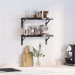 vidaXL Wall Shelves Floating Shelf Wall Storage Shelf 2 pcs Stainless Steel - black, 50 x 23.5 x 3 cm