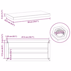 vidaXL Wall Shelves Floating Shelf Wall Storage Shelf 2 pcs Stainless Steel - black, 50 x 23.5 x 3 cm - Additional view 9