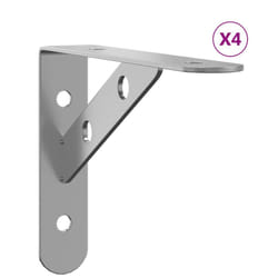 vidaXL Shelf Brackets Wall Mounted Shelf Support 4 pcs Silver Stainless Steel - silver, 15 x 2.5 x 11.5 cm