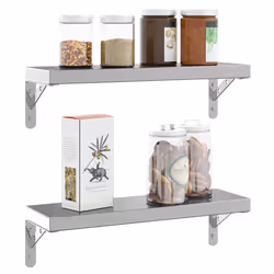 vidaXL Shelf Brackets Wall Mounted Shelf Support 4 pcs Silver Stainless Steel - silver, 15 x 2.5 x 11.5 cm - Additional view 4