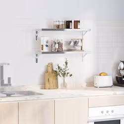 vidaXL Shelf Brackets Wall Mounted Shelf Support 4 pcs Silver Stainless Steel - Additional view 4
