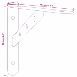vidaXL Shelf Brackets Wall Mounted Shelf Support 4 pcs Silver Stainless Steel - silver, 23.5 x 2.5 x 15.5 cm