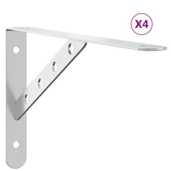 vidaXL Shelf Brackets Wall Mounted Shelf Support 4 pcs Silver Stainless Steel - silver, 30 x 2.5 x 15.5 cm