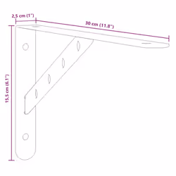 vidaXL Shelf Brackets Wall Mounted Shelf Support 4 pcs Silver Stainless Steel - silver, 30 x 2.5 x 15.5 cm