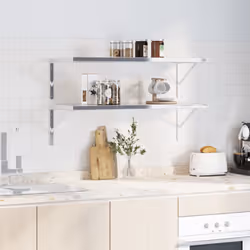 vidaXL Shelf Brackets Wall Mounted Shelf Support 4 pcs Silver Stainless Steel - silver, 40 x 2.5 x 25 cm