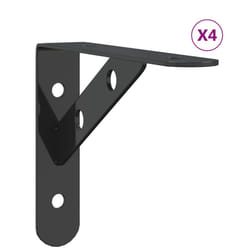 vidaXL Shelf Brackets Wall Mounted Shelf Support 4 pcs Silver Stainless Steel - black, 15 x 2.5 x 11.5 cm